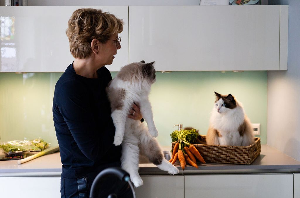 De darmtherapeut met haar katten - huisdieren zijn gezond voor het immuunsysteem